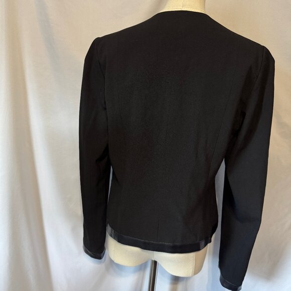 (S) LARRY LEVINE Stretch Black Jacket with Faux Leather Trim - Picture 6 of 11